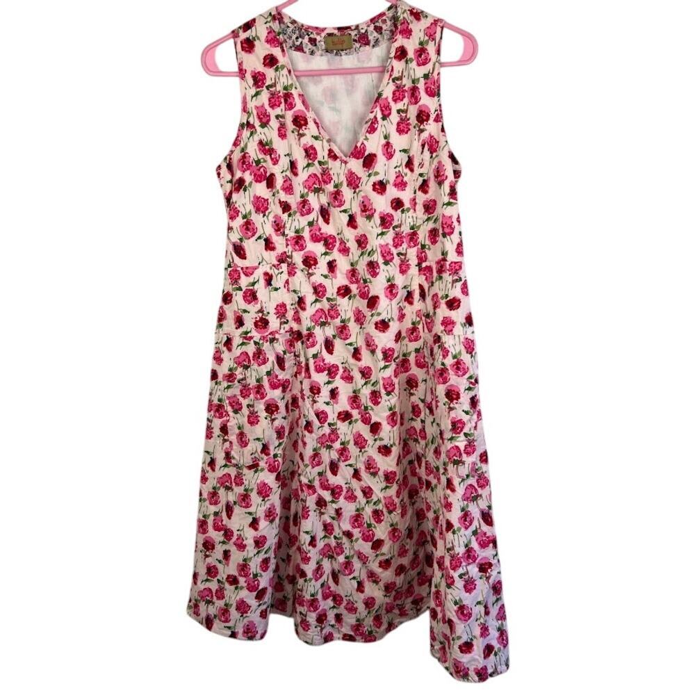 Tulip fit and flare floral print sleeveless dress womens small pinup coquette